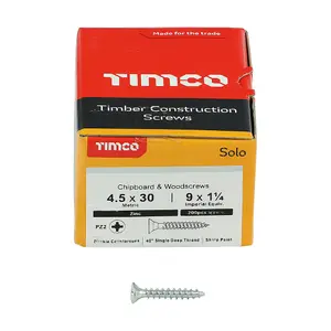 TIMCO Solo Countersunk Silver Woodscrews - 4.5 x 30 (200pcs)