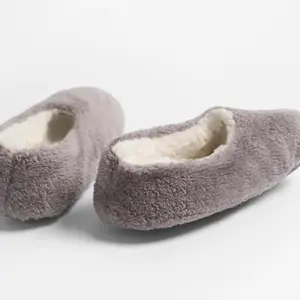 Ladies Bed Slipper Socks Soft Warm Teddy Fleece Sherpa Lounge Fluffy, Grey - M/L