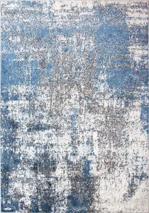 Blue Grey Super Soft Distressed Abstract Area Rug 160x230cm