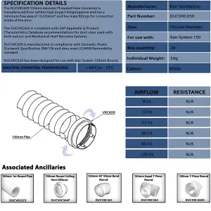 Kair Threaded Connector 150mm - 6 inch for Joining Flexible Hose to Round Ducting Fittings