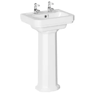 Cooke & Lewis Serina White Rectangular Full pedestal Basin (H)83.3cm (W)47cm