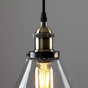 ValueLights Norton Black and Gold Ceiling Pendant and Clear Glass Drop Down Light Shade Fitting