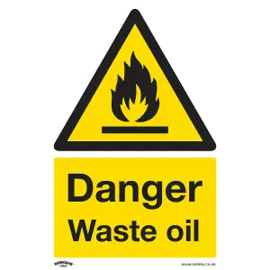 Sealey Warning Safety Sign Danger Waste Oil Rigid Plastic Pack of 10 SS60P10