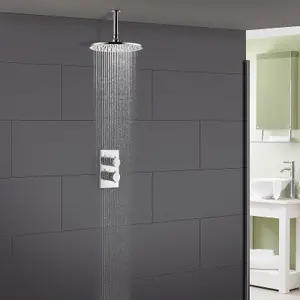 Nes Home Lily Ceiling Round Head Concealed Thermostatic Mixer Shower Valve Set