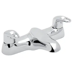 Deva Lace Deck Mounted Bath Filler Taps - In Chrome - Modern Hot & Cold Bathtub Filler Lever Tap