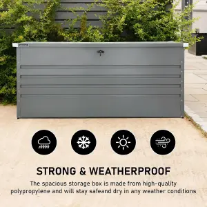 Olsen & Smith Garden Metal Storage Box 1000L Lockable Gas Lift 185x82x75cm Weather-Resistant Anthracite