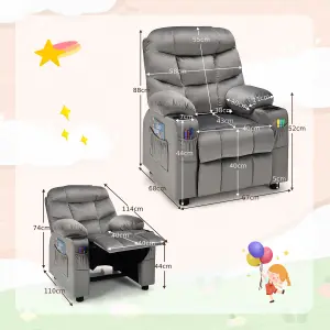 Costway Kids Recliner Chair Velvet Fabric Adjustable Sofa Chair Gaming Lounge Chair