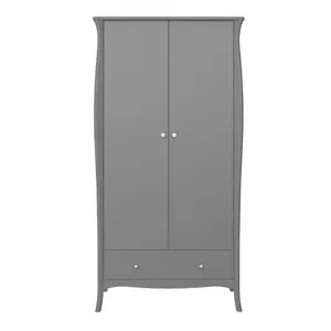 Lautner Contemporary Satin grey MDF & pine 1 Drawer Double Wardrobe (H)1920mm (W)965mm (D)450mm