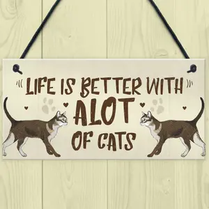 Red Ocean Alot Of Cats Sign Home Funny Crazy Cat Lady Sign Cat Lover Gift Hanging Sign