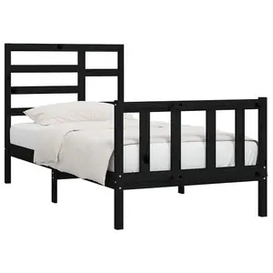 Berkfield Bed Frame Black Solid Wood Pine 90x200 cm