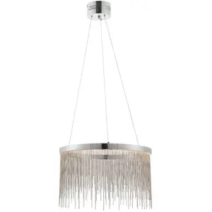 LED Ceiling Pendant Light 30W Warm White CHROME & Silver Chain Luxury Lamp