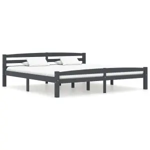 Berkfield Bed Frame Dark Grey Solid Pinewood 200x200 cm