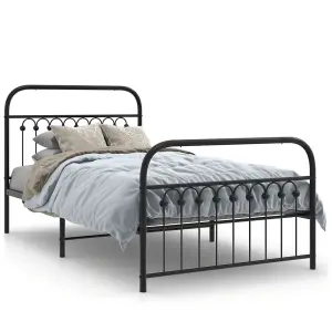 Berkfield Metal Bed Frame without Mattress with Footboard Black 100x200cm