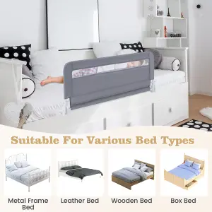 COSTWAY Bed Rail Guard for Toddlers 100CM Foldable Baby Bed Rail w/ Safety Strap