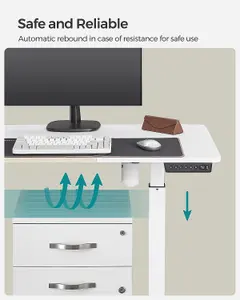 Electric Standing Desk, Height Adjustable Desk, 60 x 140 x (72-120) cm, Continuous Adjustment, Spliced Tabletop, 4 Memory Height