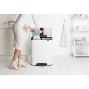 Brabantia Bo 30 Litre + 30 Litre Pedal Bin with Two Inner Buckets White