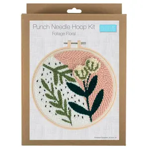 Punch Needle Kit: Yarn and Hoop: Foliage Floral