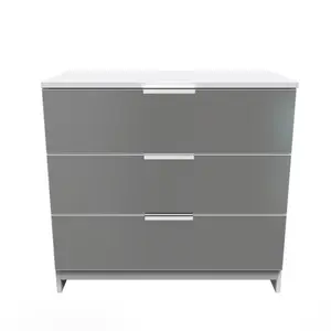 Poole 3 Drawer Chest in Black Gloss & White (Ready Assembled)