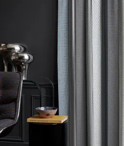 Home Curtains Seville Printed Stripe Lined 66w x 90d" (168x229cm) Grey Pencil Pleat Curtains (PAIR) With Tiebacks Included