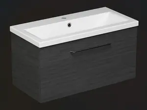 Aquarius Vault 800MM Single Drawer Vanity Unit and 1TH Basin Steelwood