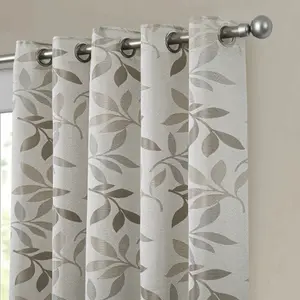 Home Curtains Lorenzo Fully Lined 65w x 72d" (165x183cm) Natural Eyelet curtains (PAIR)