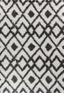 Moroccan Berber Shaggy Rugs Living Room Ikat Dark Cream 80x150 cm