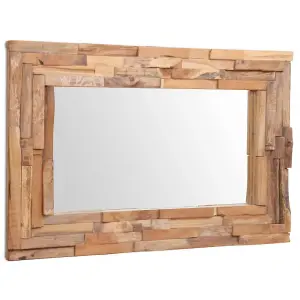 Berkfield Decorative Mirror Teak 90x60 cm Rectangular