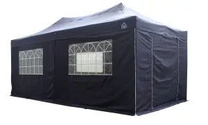 All Seasons Gazebos 3x6 Full Waterproof Pop Up Gazebo with 4 Heavyweight Side Panels and Accessories Navy Blue