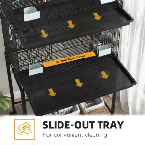 PawHut Two-Tier Bird Cage on Wheels w/ Stand, for Canaries