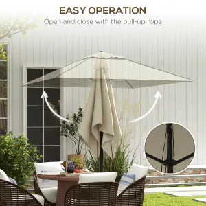 Outsunny Sun Parasol with Vent, Table Umbrella for Patio, Garden, Pool, Beige