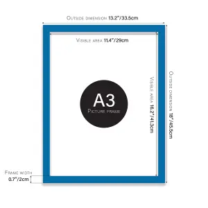 A3 Blue Picture Frame Fits A3 (29.7 x 42cm - 11.7 x 16.5in) Poster, Photo, Artwork, or Print.