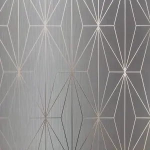 Muriva Grey & Gun Metal Geometric Metallic effect Embossed Wallpaper