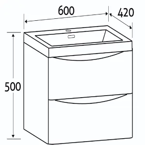 Eden 600mm Wall Hung Vanity Unit in Gloss White & Resin Basin