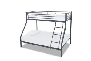 Palmdale Metal Triple Sleeper Bunk Bed - 3FT (90cm) Single /4FT6 (135cm) Double, Kids Bedroom Furniture, Space Saving, Silver