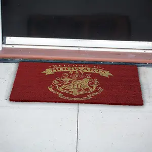 Harry Potter Welcome To Hogwarts Door Mat Brown/Cream (One Size)