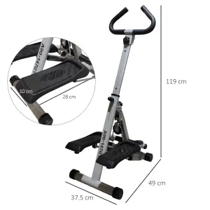 HOMCOM Foldable Stepper Adjustable Step Machine w/ Handlebar LCD Display, Grey