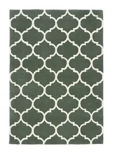 Ogee Green Geometric Handmade Luxurious Modern Easy to clean Rug for Dining Room Bed Room and Living Room-120cm X 170cm