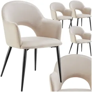 Dining Chair Sachel - padded armchair in velvet look, continuous backrest - cream