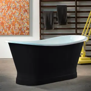 Arroll Lyon Gloss Black Single ended Bath (L)1700mm (W)720mm