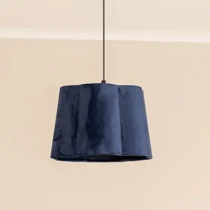 ValueLights Amy Navy Blue Velvet Scallop Shape Ceiling Floor Table Lamp Shade with LED Bulb