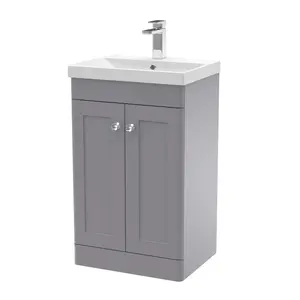 Classique 510mm Single Bathroom Vanity with Drop In Vitreous China Basin Satin Gray