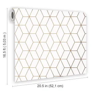 GoodHome Donnington Cream Metallic effect Geometric Smooth Wallpaper