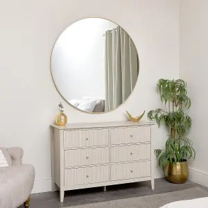 Melody Maison Extra Large Round Gold Wall Mirror 120cm x 120cm (1.2 M x 1.2 M)