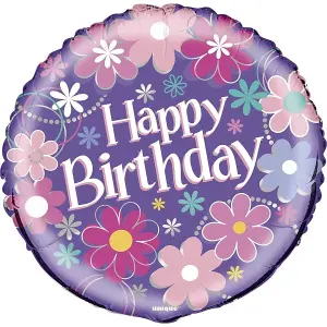 Unique Party Blossom Birthday Foil Balloon Purple/Pink (One Size)