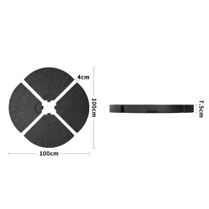 Dark Grey Outdoor Large Square Tilting Canopy LED Cantilever Parasol with Fillable Base 3M