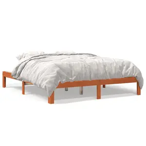 Berkfield Bed Frame without Mattress Wax Brown 180x200 cm Super King Solid Wood Pine