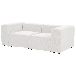 2 Seater Modular Corduroy Sofa with Ottoman White FALSTERBO