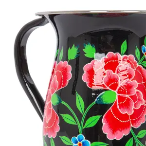 BillyCan Hand-Painted Picnic Water Jug with 300ml Cups - 1.7L - Carbon Peony