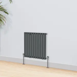 Right Radiators 600x590mm Horizontal Single Oval Column Designer Radiator Anthracite