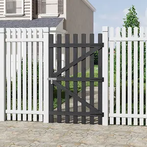 Grey Wooden Garden Fence Gate Single Swing Gate with Latch H 150cm x W 90cm